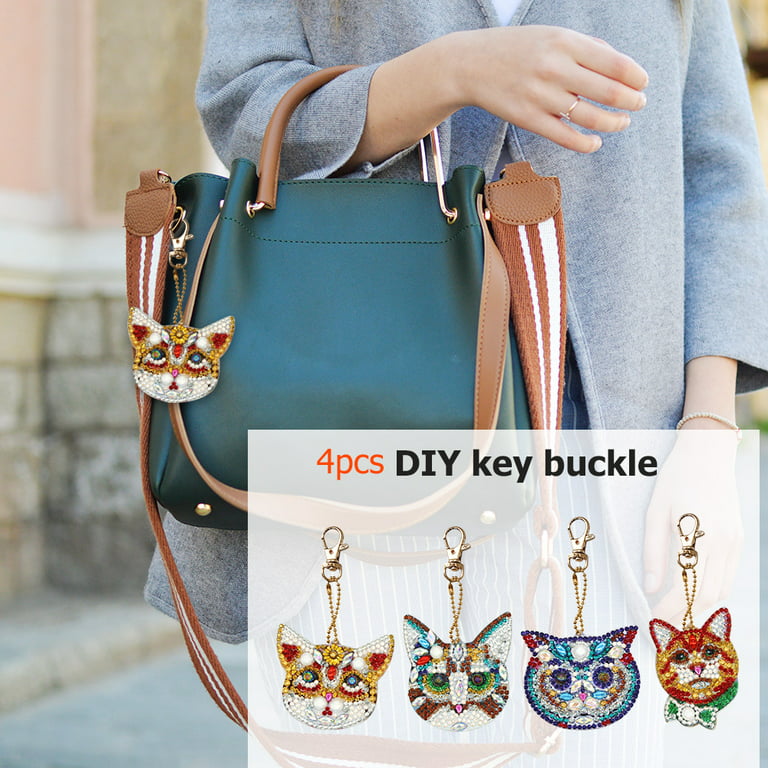 DIY Diamond Art Keychains Double Sided Full Drill Mosaic Making Lady Bag  Pendant