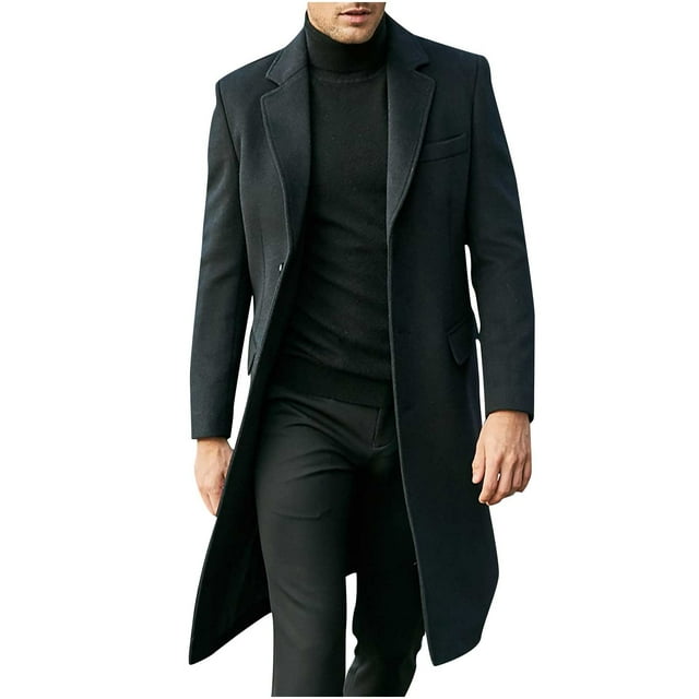 Gabardina Hombres Abrigos de Invierno Poliéster Casual Sólido Turndown Mantener Caliente Abrigo Cortavientos de Un Solo Pecho Odeerbi ODB175247