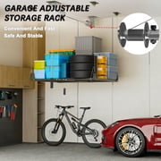 YOHKOH 4x4 FT Overhead Garage Storage Rack – Heavy-Duty Ceiling Lift System with Hand Crank & Secure Lock, Adjustable Storage for Workshop & Basement