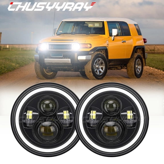 CHUSYYRAY Pair for FJ Cruiser 2008-2012 7 Inch Projector Round LED Headlight Hi-Lo Beam