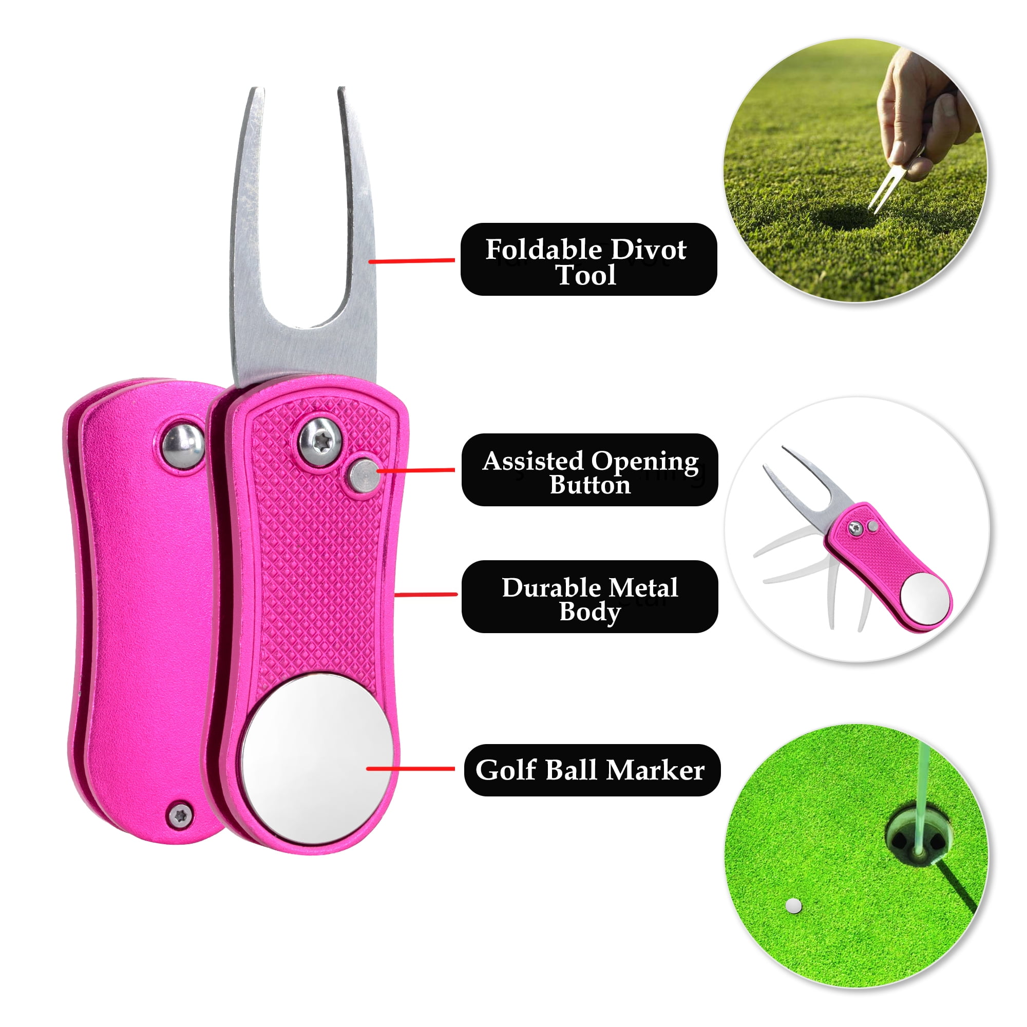 Golf Essentials Kit | Must Have Golf Accessories - Golf Water Brush, Golf Towel, Golf Club Brush, Golf Ball Marker, Divot Repair Tool, Golf Ball & Golf Tee Holder, Golf Gifts for Men & Women