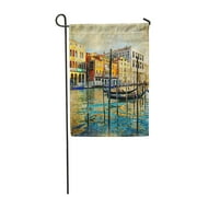 NUDECOR Vintage Romantic Venice Artistic Paint Oil Italian City Famous Garden Flag Decorative Flag House Banner 12x18 inch