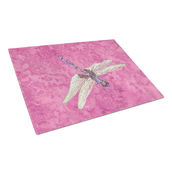Dragonfly on Pink Glass Cutting Board Large