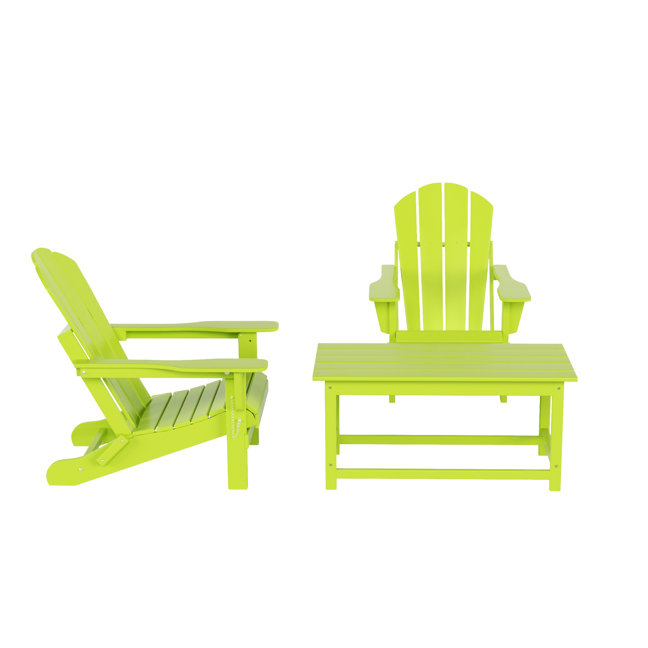WestinTrends Malibu 3-Pieces Outdoor Patio Furniture Set, All Weather Outdoor Seating Plastic Adirondack Chair Set of 2 with Coffee Table for Porch Lawn Backyard, Lime - image 3 of 7