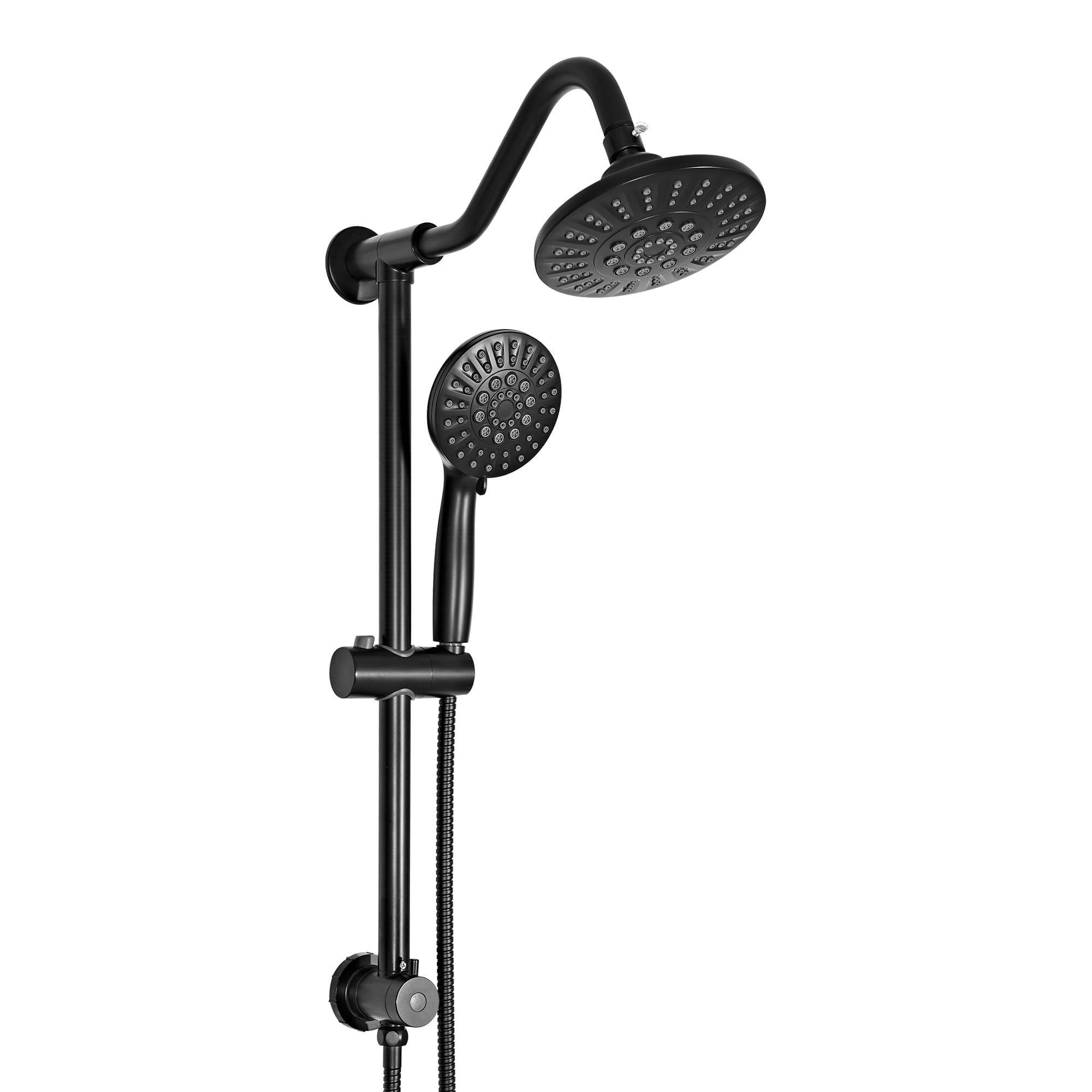 Akicon High Pressure Rain Shower Head with Handheld Spray Combo, Dual Shower Head with 6 Spray Modes, Rainfall Showerhead System with Adjustable Height Slide Bar for Bathroom, 3-Way Diverter