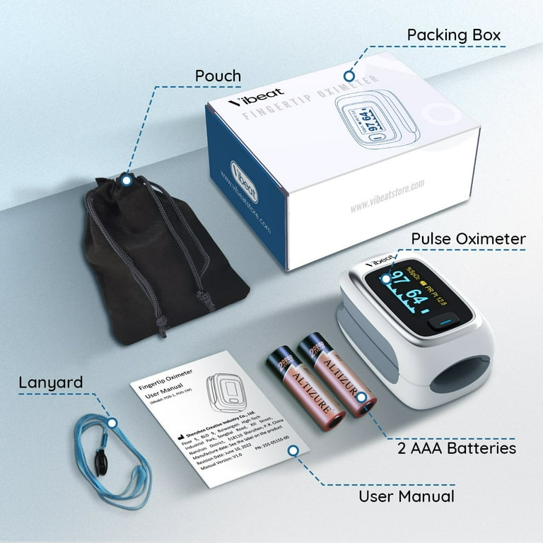 Vibeat Pulse Oximeter Fingertip, Heart Rate Monitor and SpO2