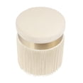 thumbnail image 3 of TOV Furniture Melody Cream Tasseled Ottoman with Brass Band, 3 of 6