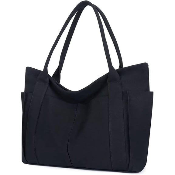 MMYGU Canvas Shoulder Bag for Women Reusable Grocery Shopping Bag Extra Large Cotton Beach Tote Bag Lightweight Work Handbag