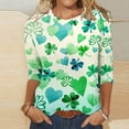 thumbnail image 2 of Joyeuses Pâques Chemises pour Femmes Col Rond Mignon Lapin Graphique Tunique Manches 3/4 Blouse Décontractée de Vacances, 2 of 5