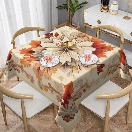 

MDHAND Floral Print Square Decorative Tablecloth for Party White