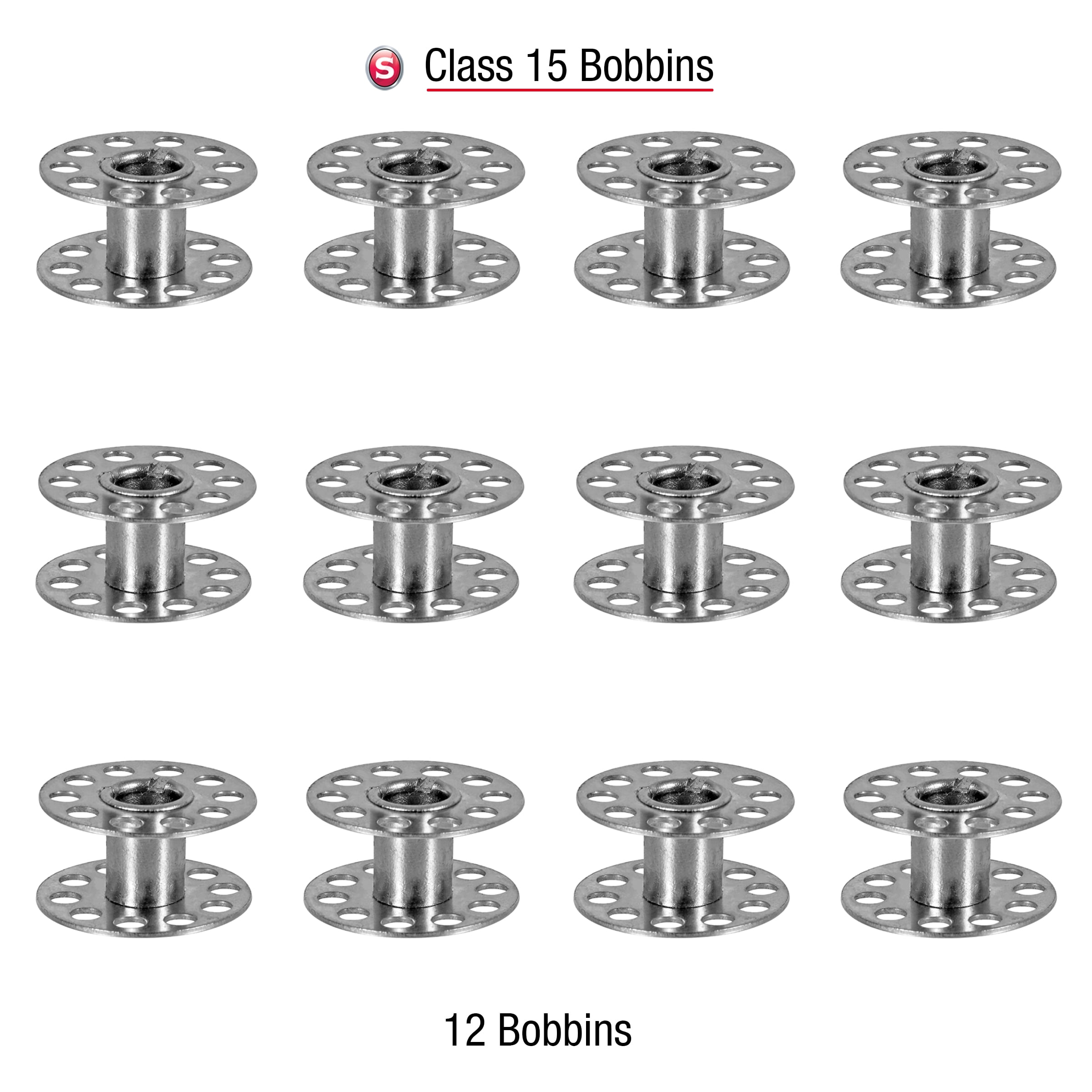 (2 pack) SINGER Class 15 Metal Bobbins in Plastic Storage Case, 12 Count