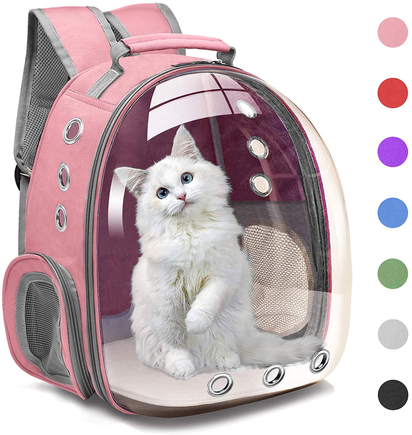 Portable Backpack Capsule Space Breathable Pet Cage Carrying Bag for Travel Hiking Walking Outdoor Use Transparent Cat Carrier Red