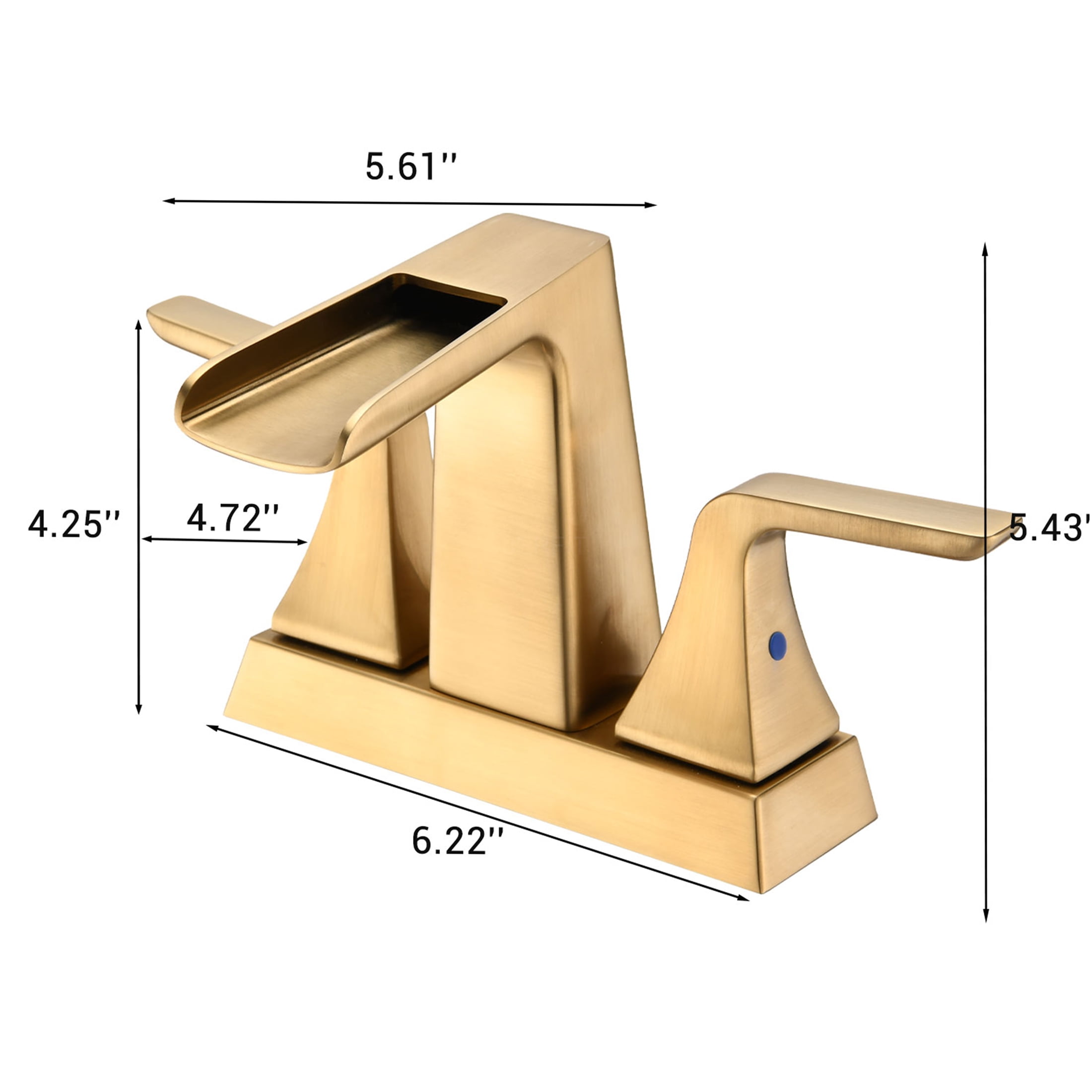 JERFIT 4-inch Centerset Bathroom Faucet with Waterfall Spout, 2-Handle Brushed Gold Brass Vanity Sink Faucet for Bathroom Sink