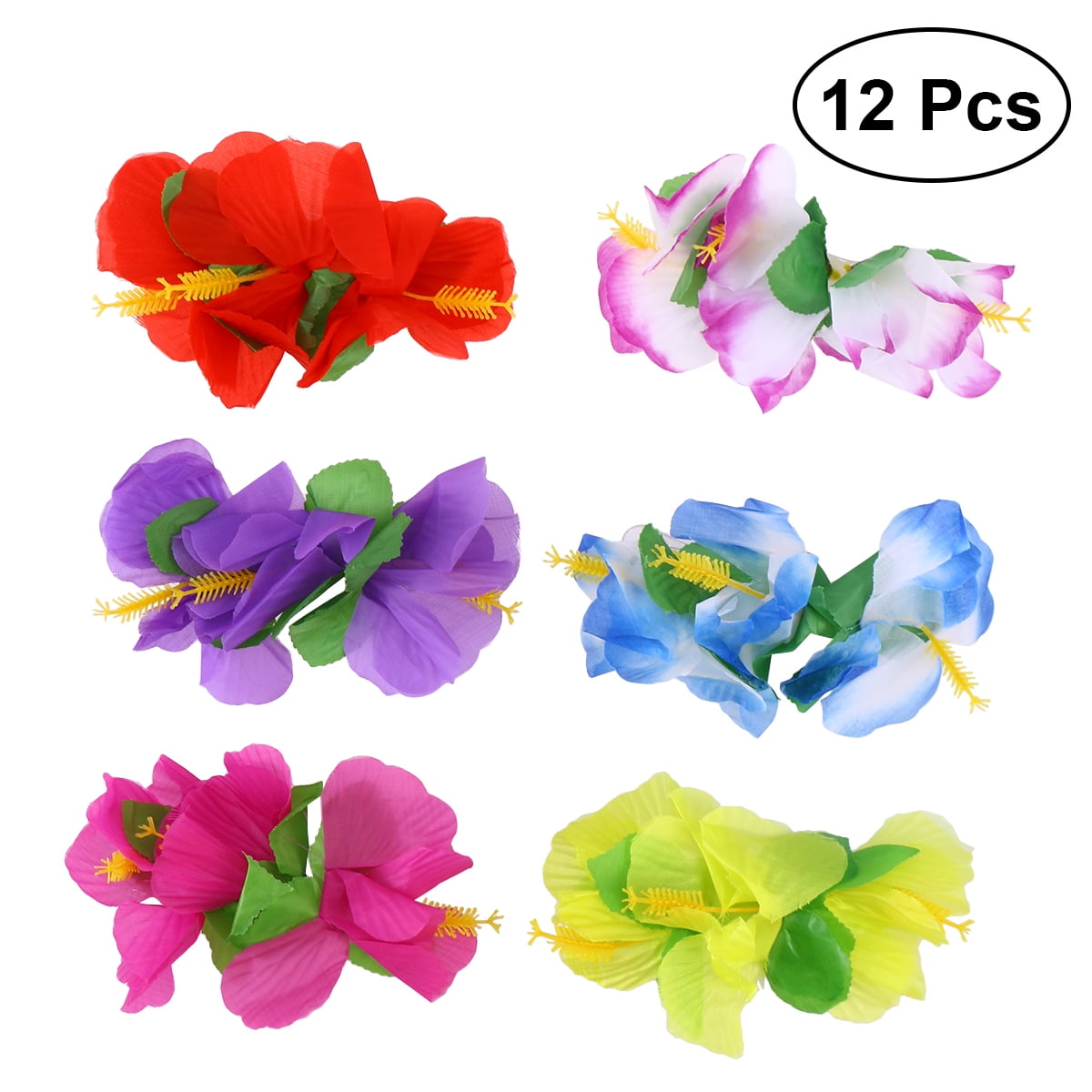 Etereauty 12Pcs Hawaiian Flowers Hair Clips Bridal Barrette Tropical