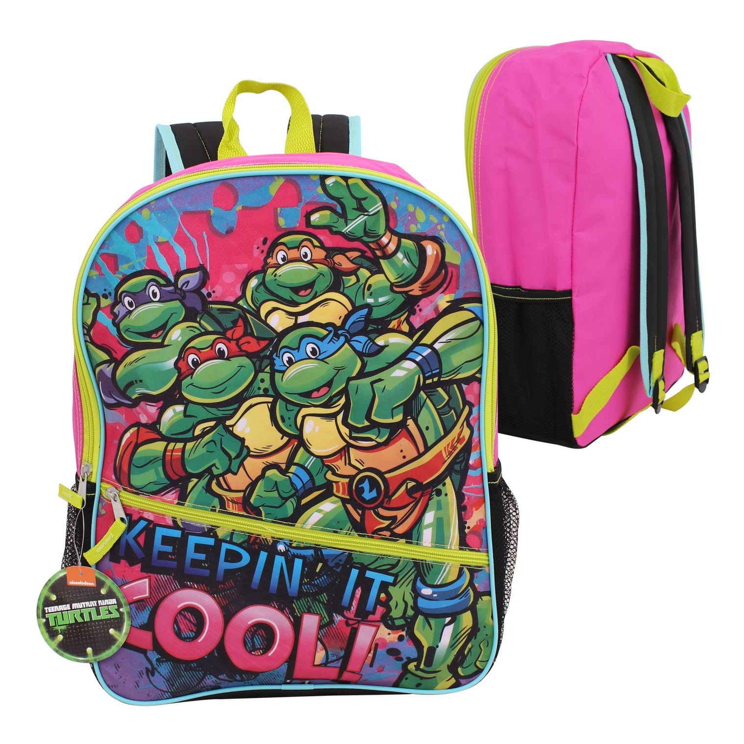 Nickelodeon Teenage Mutant Ninja Turtles Girls 16" Backpack W Heart Pocket NWT 