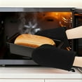 thumbnail image 4 of Unique Bargains Oven Mitts Heat Resistant Cooking Gloves Black 7.9x5.7inch, 4 of 6