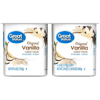 Great Value Original Vanilla Low Yogurt, 6 oz, 4 Count