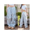 thumbnail image 5 of Michellecmm Women Baggy Pants Drawstring Waist Wide Leg Floral Pants Multiple Pockets Cargo Trousers, 5 of 5