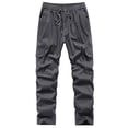 thumbnail image 5 of Men Cargo Pants with Pockets for Work Loose Straight Leg Hiking Outdoor Twill Track Jogging Sweatpants Trousers Stretch Elastic Waist Street Hop Trousers Oversized Casual Cargo Pant,Grey,XL, 5 of 5