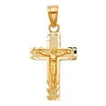 thumbnail image 2 of Wellingsale 14K Yellow Gold Polished Milgrain and Diamond Cut Religious Catholic Latin Crucifix Charm Pendant, 2 of 5