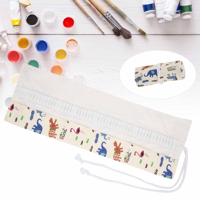 Greensen Pencil Case Roll Up,Pencil Wrap Animal Pattern Portable Practical Pen Storage Pouch for Student Painter,Paint Brush Storage