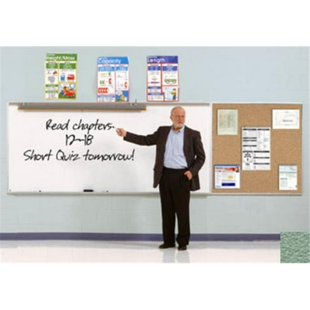 Unity Mint - Ghent SPC46B-V-189 4 ft. x 6 ft. Style B Combination Unit - Porcelain Magnetic Whiteboard and Vinyl Fabric Tackboard - Mint