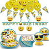 Emoji Birthday Party -16 Guest- Supplies, Decorations, Balloons - Plates, Napkins, Happy Birthday Banner, Pennant Banner, Hanging Swirls, Emoji Balloons, Table Centerpieces. Emoji Tableware & Deco
