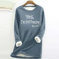 thumbnail image 2 of Feancey Winter Sweatshirts for Women Sherpa Lined Tunic Tops Long Sleeve Crewneck Pullover Cozy Thermal Underwear Navy 5XL, 2 of 4