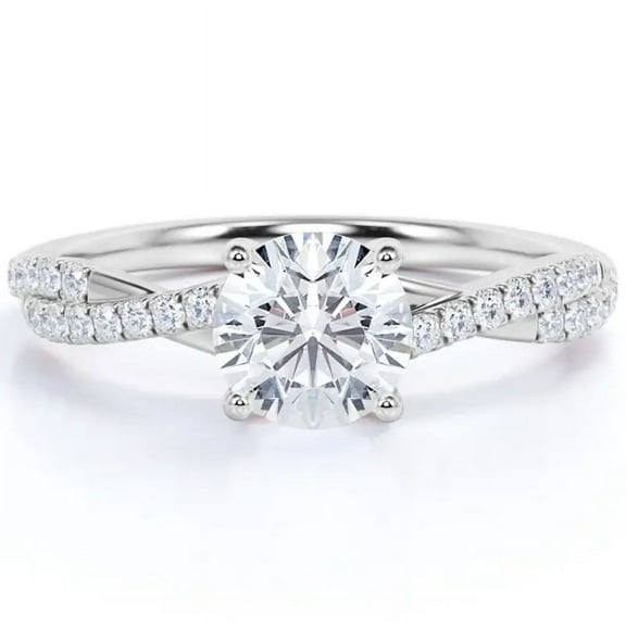 KUNDAN FASHION 2 Carat infinity Round cut Moissanite Engagement Ring in 18K White Gold Over Silver