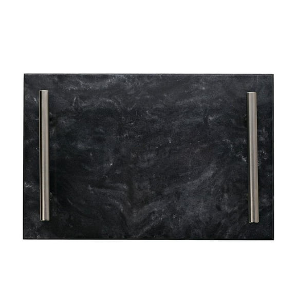 Hestia Marble Tray with Metal Handle - Black