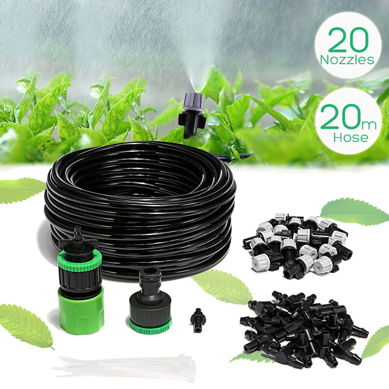 Garden Micro Irrigation Misting Kit Patio Water Cooling System 1/4" Mist Nozzle 