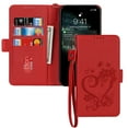 thumbnail image 3 of TECH CIRCLE iPhone 12 pro max case,  Embossed Wallet Card Cash Slots PU Premium Leather Magnetic Flip Kickstand Shockproof Ultra-Slim Cover for iPhone12 pro max 6.7 inch,Red, 3 of 8