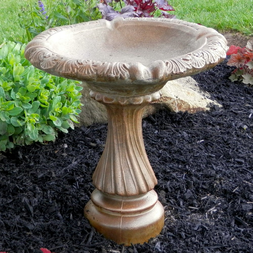 Athena Garden Cast Stone Small Fancy Column Bird Bath