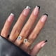 thumbnail image 2 of NOVO OVO Uñas postizas cortas cuadradas con degradado rosa, nude, negro y blanco, con punta francesa, gruesas y con lunares brillantes, estrellas del zodiaco, kit elegante de acrílico, 2 of 5