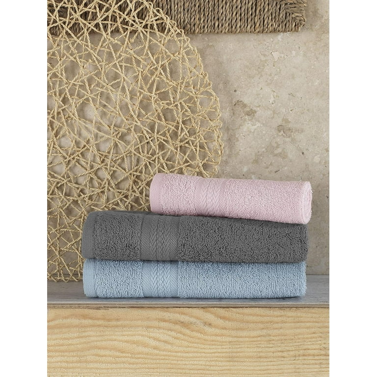 REGAL RUBY Asciugamani Da Bagno Grigi 100% Cotone Turco - Extra Assorbenti E Asciugatura Rapida, 68x137 Cm, Set - 2