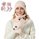 thumbnail image 2 of Bewildely Conjunto de traje cálido de terciopelo grueso de PU para mantenerse abrigado y con estilo en climas fríos. Gorro de punto cálido de Decoración del hogar negro, 2 of 6