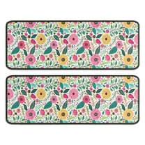 Kitchen Rugs Sets Of 2,Pioneer Flower Floral Print Pattern Anti Fatigue Kitchen Mat Rugs Non Slip Washable,Decorative Kitchen Floor Mats for Kitchen,Sink,Laundry,17"x47" 17"x47"