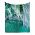thumbnail image 1 of Nature Soft Flannel Fleece Blanket, Natural Marble Cave at European Mediterranean Lake Geologic Eroded Artwork Photo, Cozy Plush for Indoor and Outdoor Use, 50" x 60", Turquoise Grey, by Ambesonne, 1 of 6