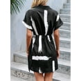 thumbnail image 6 of Womens Summer Dresses 2025 Causal Short Sleeve V Neck Tie Front Mini Short Dress Black L, 6 of 9