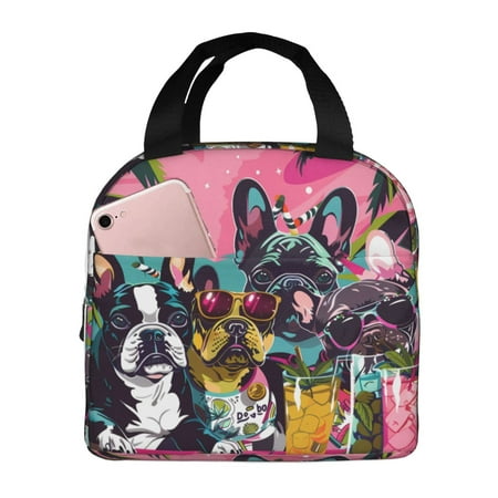 Insulated Lunch Bag for Women Men - French Bulldog Cool No.116 Leakproof Cooler Lunch Box for Women Men  Lunch Tote Bags for Work School Picnic Travel