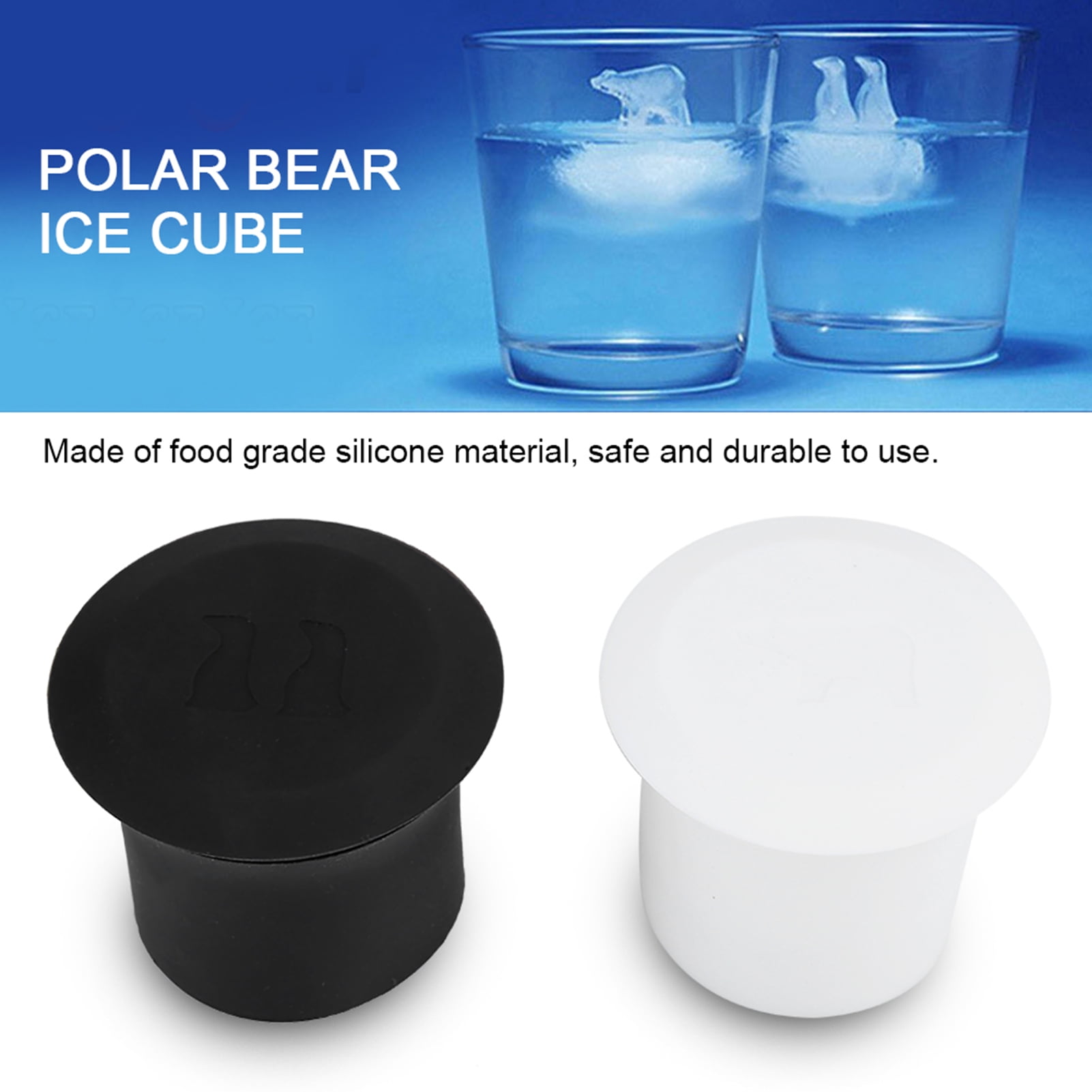 Animal Ice Cube Mold Food Grade Silicone 3D Ice Tray Polar Bear and Penguin Mold 
