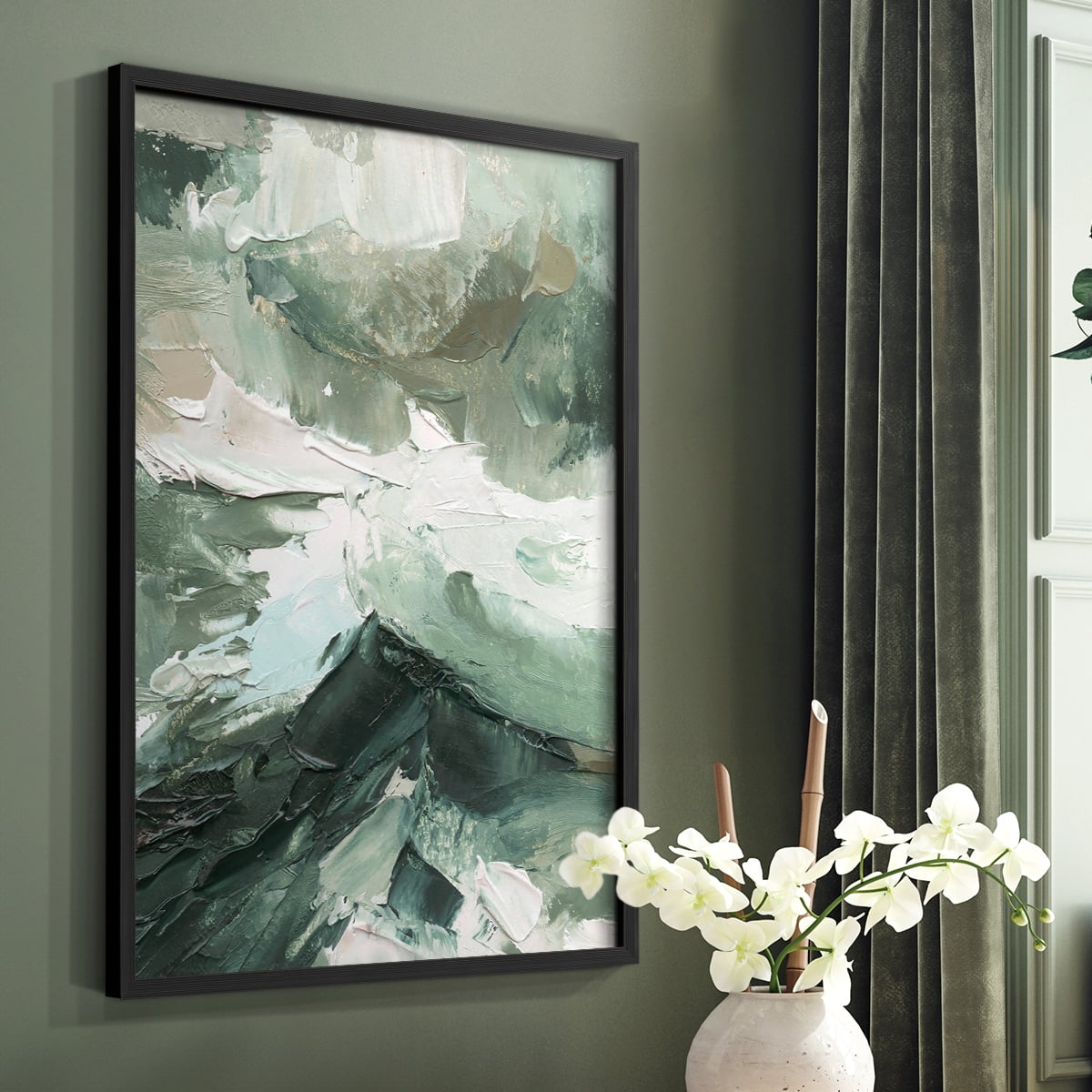 Crashing II Framed Print in Black Solid Wood Framed Print No Nail Hanging