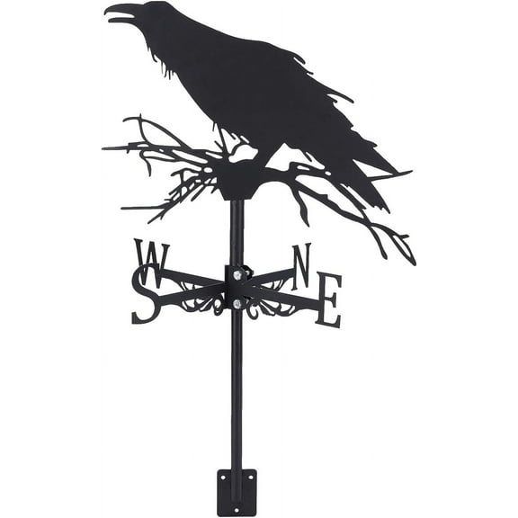 Crow Weather Vane Ornament for Yard and Garden - Metal Weathervane