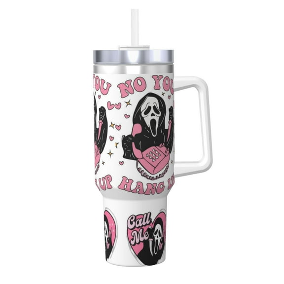 40 oz Halloween Ghost Insulated Tumbler with Handle, Straw & Leak-Proof Lid – Stainless Steel Travel Cup, 1 Pack