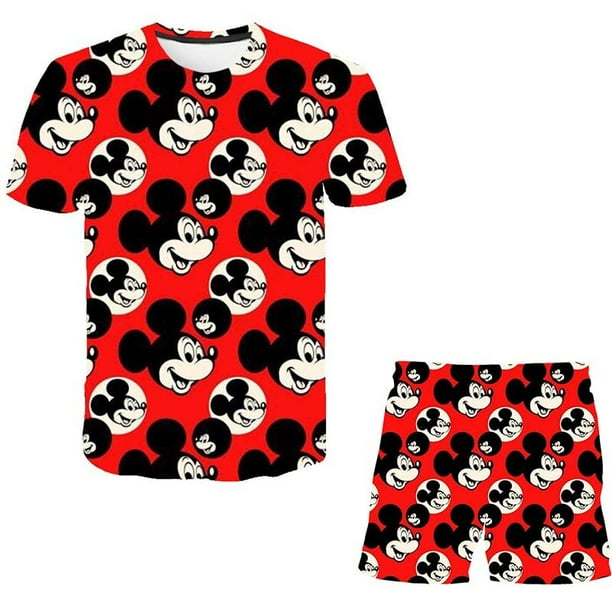 Ropa de bebé Mickey, conjuntos de ropa de verano para niños, camisetas de moda + Mickey Mouse, traje corto de 2 uds, ropa de Mickey Mouse para niños, 10T Gao Jinjia LED