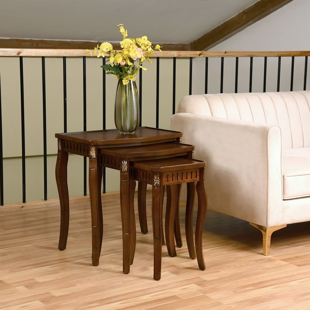 Kepooman Set of 3 Mid Century Modern Nesting Coffee Tables Nightstand Set for Living Room, Brown Kepooman Set of 3 Mid Century Modern Nesting Coffee Tables Nightstand Set for Living Room, Brown