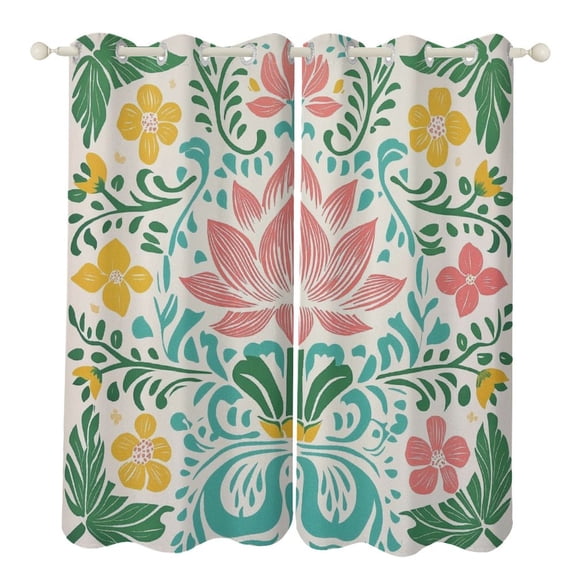 Curtains Darkening Blackout Curtains (2 Panels) Grommet Top Window for Bedroom And Living Room Bohemian Pattern