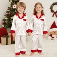 thumbnail image 4 of Jsaierl Family Matching Pajamas Sets Silk Satin Button Down Long Sleeve Sleepwear Nightwear 2 Pcs Pj Set Plus Size Xmas Themed Costumes, 4 of 5