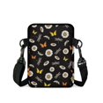 thumbnail image 2 of Chririnla Polyester Crossbody Purse Portable Double Layer Crossbody Bags for Running, Black Daisy Butterfly Print Crossbody Wallet, 2 of 7