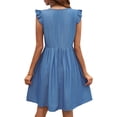 thumbnail image 4 of SLADYGLO Women Elegant Button Front Dress with Ruffled Shoulders, 4 of 7